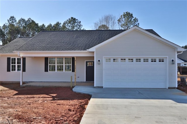 single story home with a garage