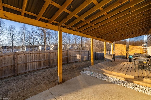 view of patio featuring a wooden deck