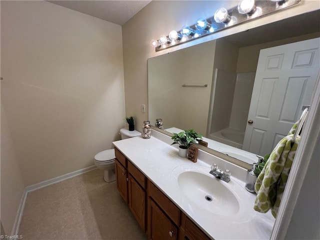 3931 Fountain Village Ln, High Point, NC 27265 - full bathroom with toilet, vanity, baseboards, and bathtub / shower combination