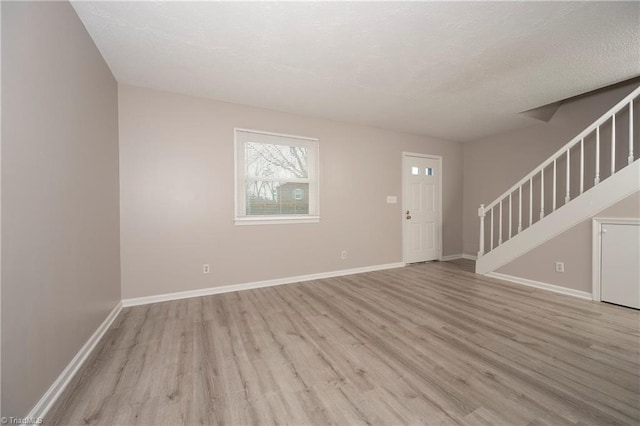 unfurnished living room with light hardwood / wood-style flooring