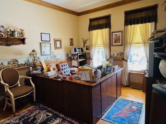 526 Bob Rainey Trl, Burlington, NC 27217 - office space featuring ornamental molding and light wood-style flooring