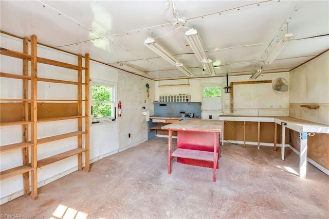 interior space featuring a workshop area