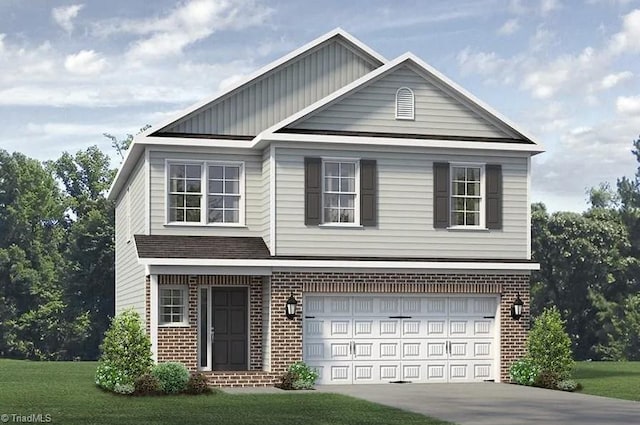 3517 Wilcox Ct Lot # 37, Greensboro, NC 27405 - traditional home with brick siding, an attached garage, concrete driveway, and a front yard