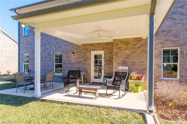 view of patio / terrace with ceiling fan