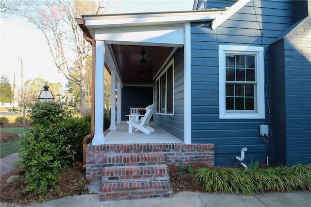 doorway to property featuring a porch