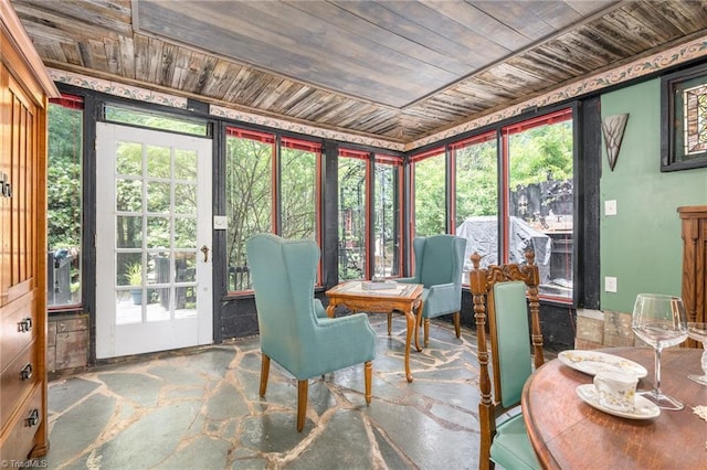 238 Maple St, King, NC 27021 - sunroom / solarium with wooden ceiling, plenty of natural light, and stone finish flooring
