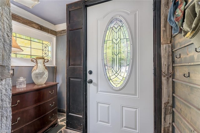238 Maple St, King, NC 27021 - foyer featuring plenty of natural light and crown molding