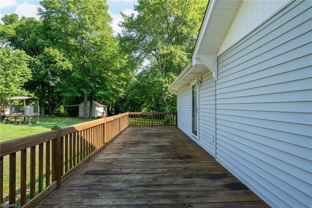 4814 Merrimac St, Winston-Salem, NC 27105 - wooden deck with a storage shed and a yard