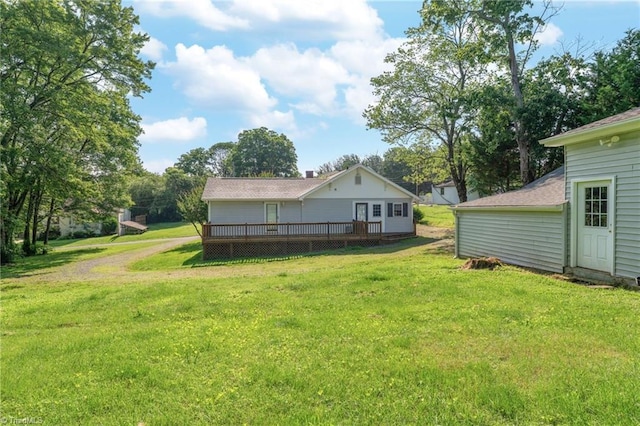 4814 Merrimac St, Winston-Salem, NC 27105 - view of green lawn featuring a wooden deck