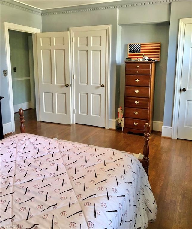 bedroom featuring wood-type flooring