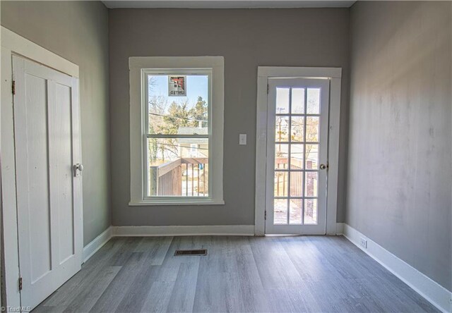 entryway with hardwood / wood-style floors