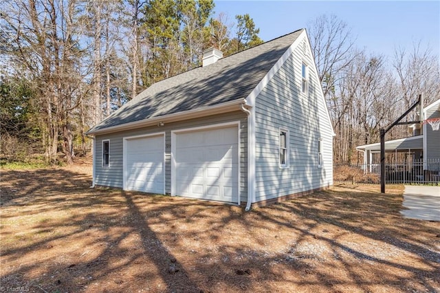 view of detached garage