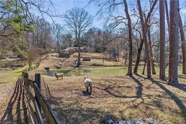 view of yard featuring a water view