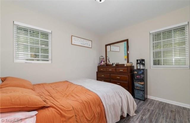 bedroom featuring dark wood-type flooring