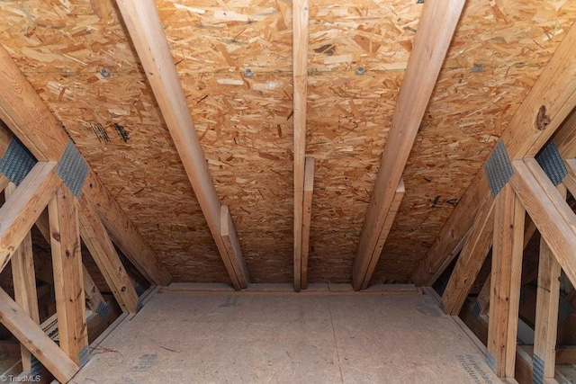 view of unfinished attic