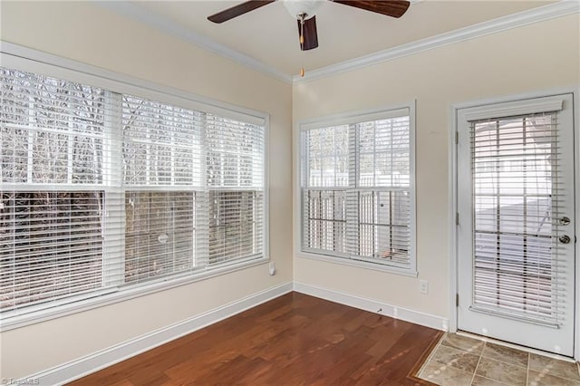 interior space featuring ceiling fan