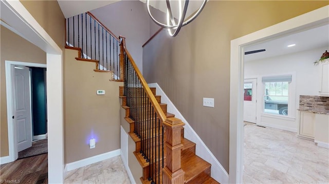 stairway with baseboards