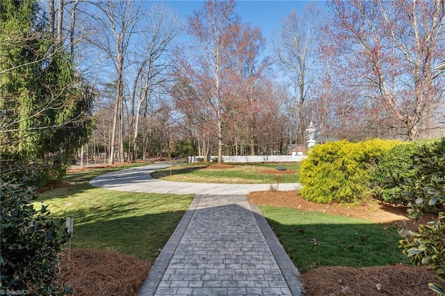 view of property's community featuring a yard