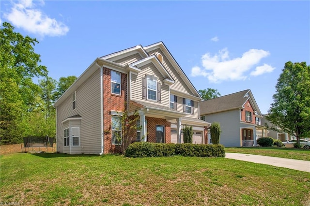 1420 Joyceland Rd, Kernersville, NC 27284 - craftsman house with brick siding, an attached garage, and a front yard