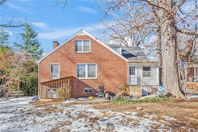 view of snow covered property