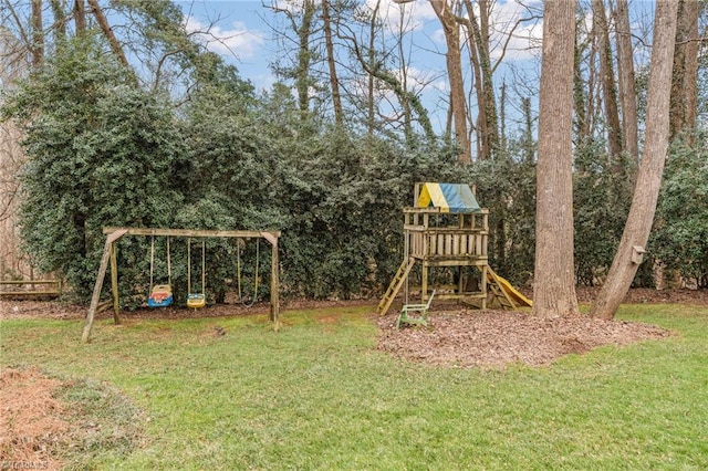 view of play area featuring a yard