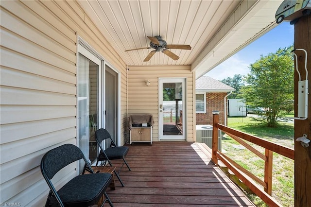 2719 NC Highway 87, Graham, NC 27253 - wooden deck featuring ceiling fan and central AC