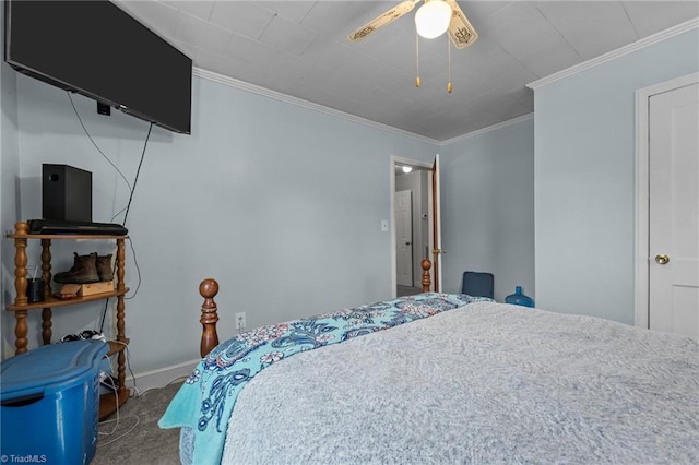 2719 NC Highway 87, Graham, NC 27253 - bedroom featuring ornamental molding, carpet, a ceiling fan, and baseboards