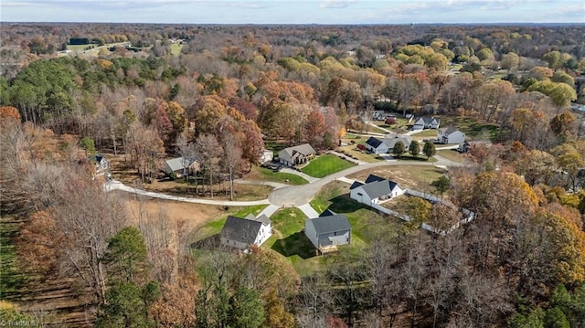 drone / aerial view with a forest view