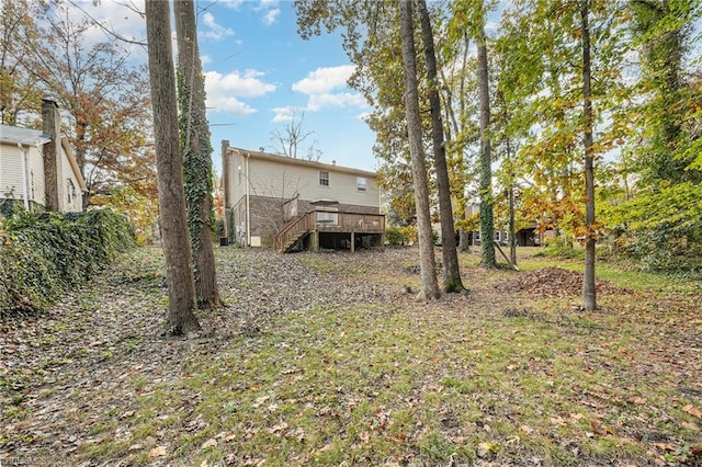 view of yard with a deck