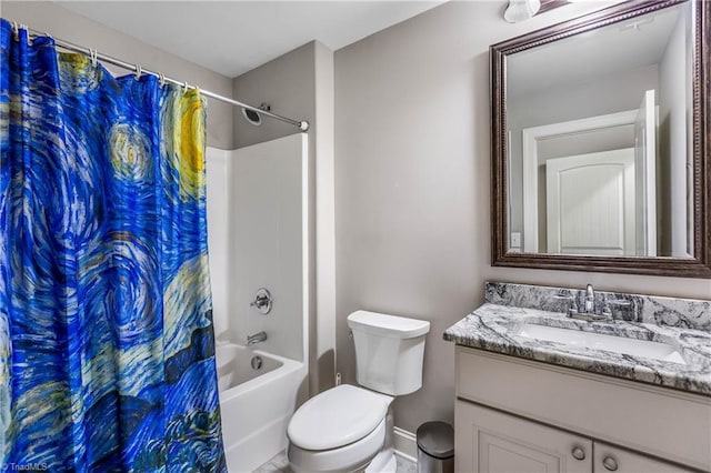 3632 Sally Kirk Rd, Winston-Salem, NC 27106 - bathroom featuring vanity, shower / bath combination with curtain, toilet, and baseboards