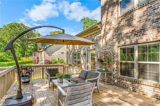 3632 Sally Kirk Rd, Winston-Salem, NC 27106 - wooden deck with an outdoor living space