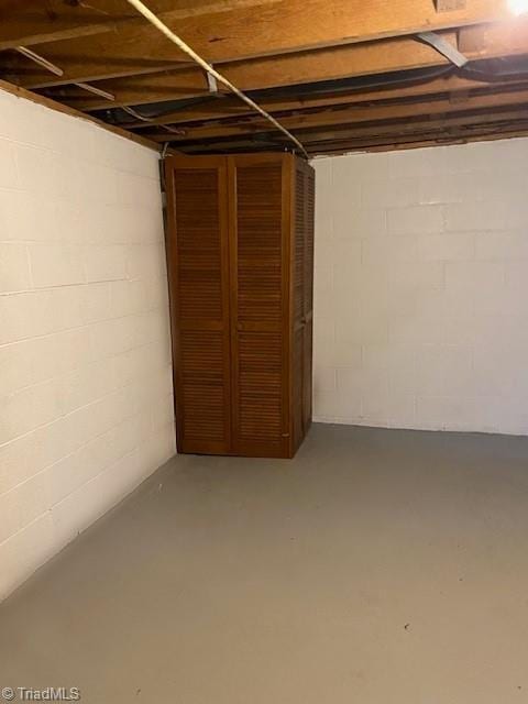 view of unfinished basement