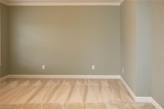 carpeted spare room featuring ornamental molding