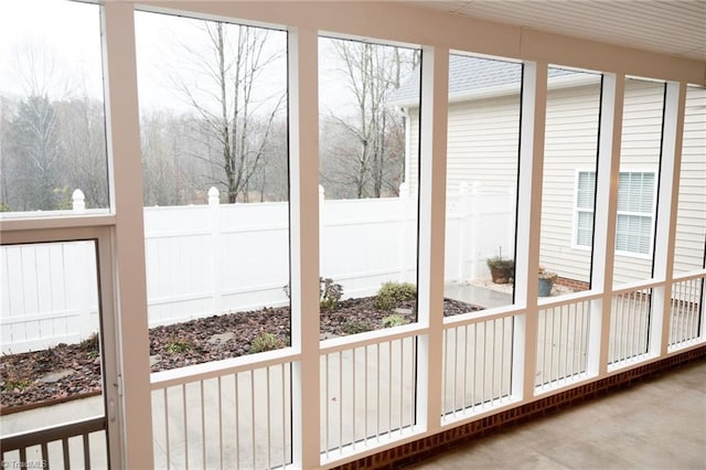 view of unfurnished sunroom