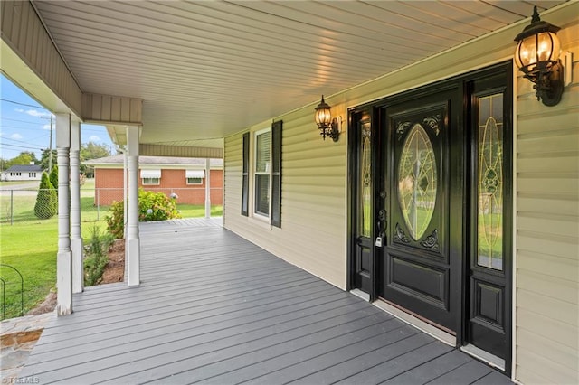 wooden deck with covered porch