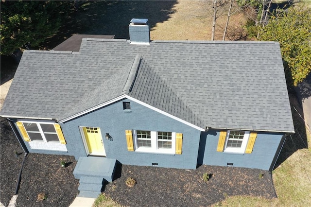 1214 Fillman Dr, Reidsville, NC 27320 - view of front of home featuring crawl space, a shingled roof, and brick siding