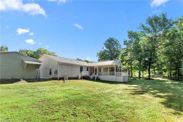 2282 Valewood Dr, Asheboro, NC 27205 - rear view of house featuring a sunroom and a yard