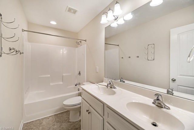 1881 Huntley Way, Burlington, NC 27215 - bathroom with toilet, shower / washtub combination, and double vanity