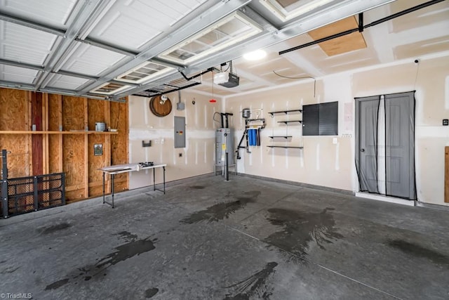 1881 Huntley Way, Burlington, NC 27215 - garage with electric panel, water heater, and a garage door opener