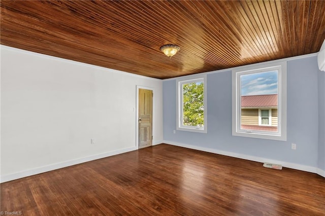 225 Main St E, Pilot Mountain, NC 27041 - spare room featuring wooden ceiling, wood finished floors, and baseboards