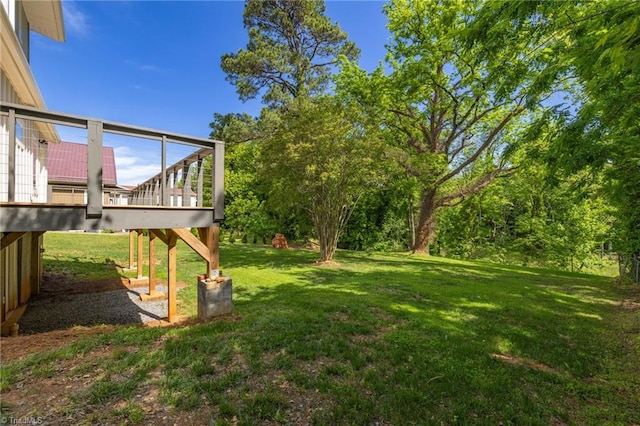 225 Main St E, Pilot Mountain, NC 27041 - view of green lawn with a wooden deck