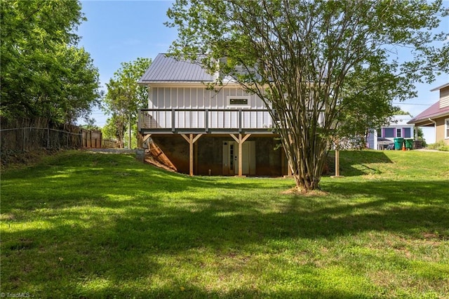 225 Main St E, Pilot Mountain, NC 27041 - rear view of property with a wooden deck and board and batten siding