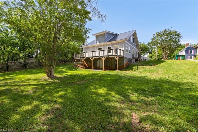 225 Main St E, Pilot Mountain, NC 27041 - rear view of property featuring a deck, stairs, and metal roof