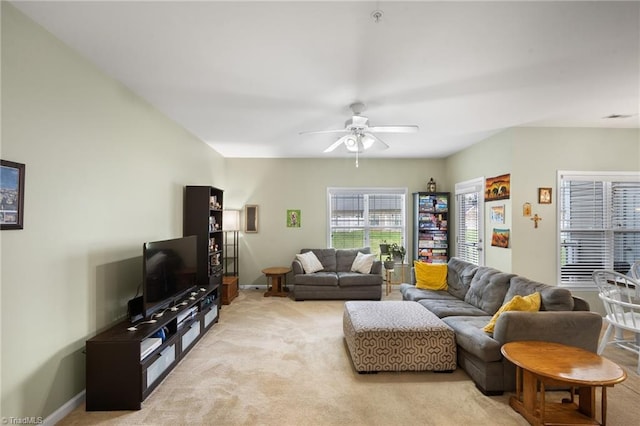 5430 Forester Dr, High Point, NC 27265 - living area with ceiling fan and light colored carpet