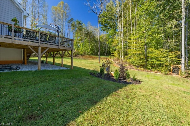 view of yard featuring a deck