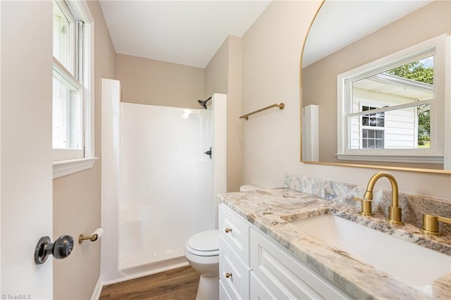 4353 Valley View Rd, Thomasville, NC 27370 - full bathroom featuring toilet, healthy amount of natural light, vanity, and wood finished floors