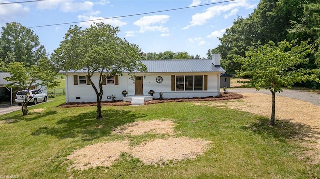 4353 Valley View Rd, Thomasville, NC 27370 - ranch-style house with a chimney, a front yard, and dirt driveway