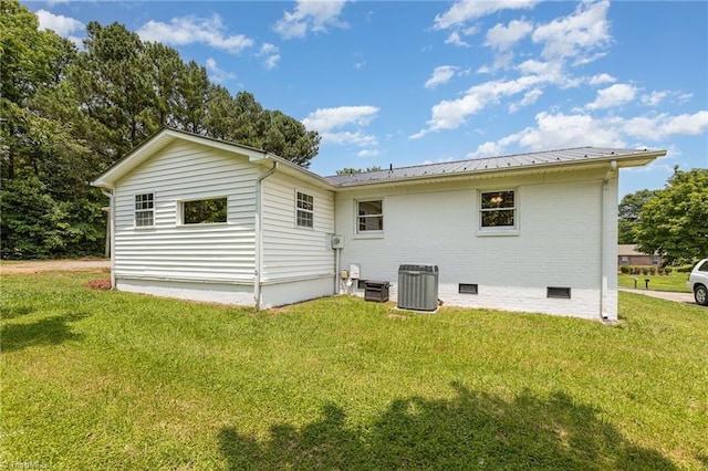 4353 Valley View Rd, Thomasville, NC 27370 - rear view of house featuring crawl space, a yard, and cooling unit