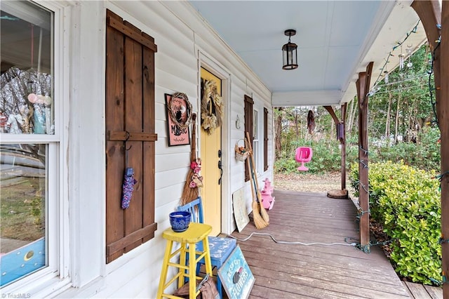 deck featuring a porch