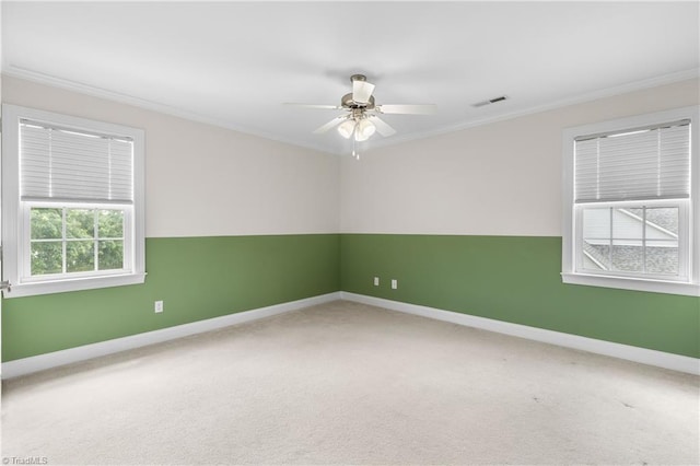 5119 Spiral Wood Dr, Clemmons, NC 27012 - carpeted spare room featuring ornamental molding and a ceiling fan